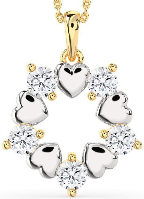 Diamond White Yellow Gold Heart Necklace