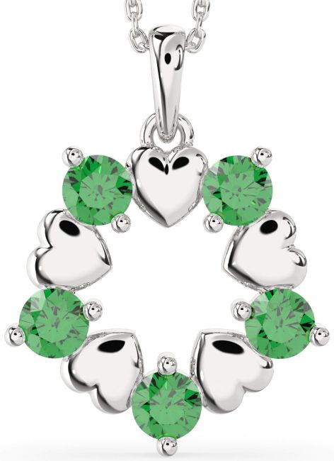 Emerald Platinum Heart Necklace