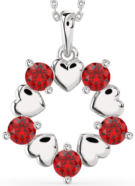 Ruby Platinum Heart Necklace