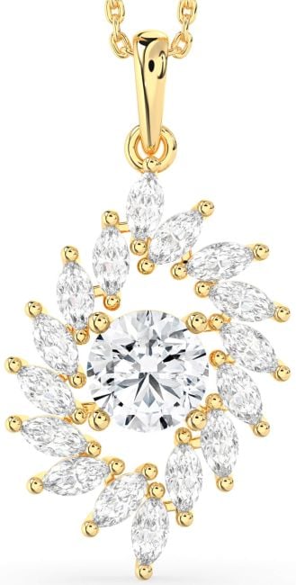 Diamond Gold Silver Solitaire Necklace