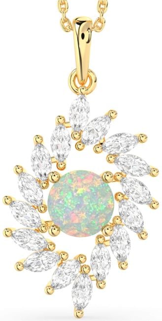 Diamond Opal Gold Solitaire Necklace