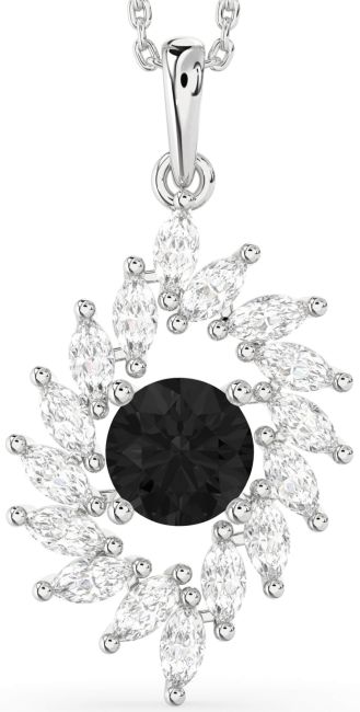 Black Diamond Silver Solitaire Necklace