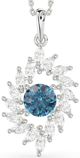 Blue Diamond Platinum Solitaire Necklace