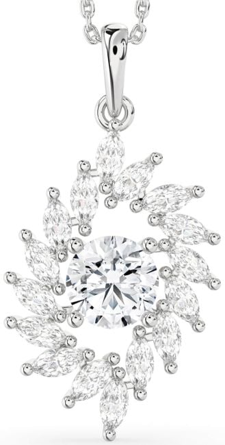 Diamond Silver Solitaire Necklace