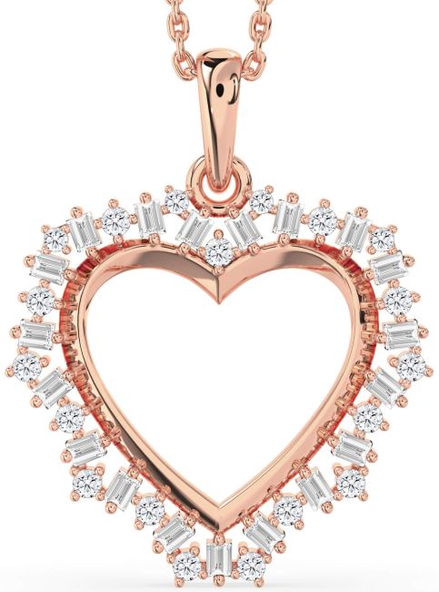 Large Diamond Rose Gold Heart Necklace