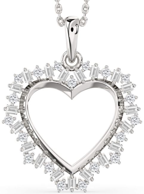 Large Diamond Platinum Heart Necklace