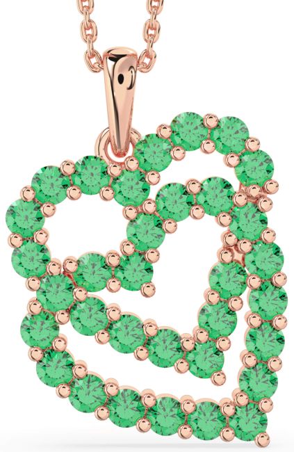 Emerald Rose Gold Heart Necklace