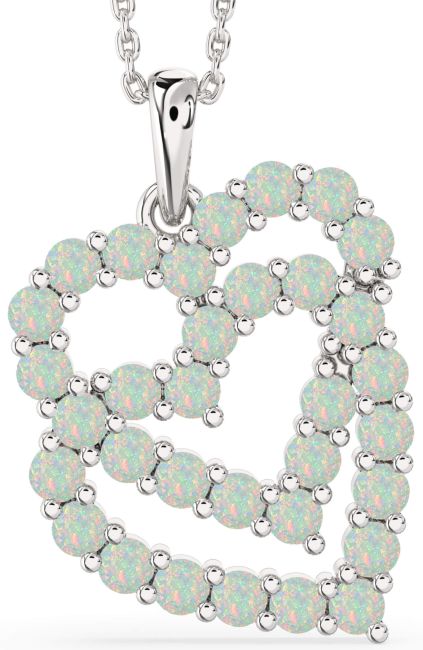 Opal Silver Heart Necklace