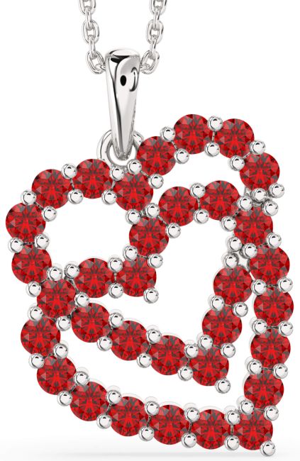 Ruby Platinum Heart Necklace