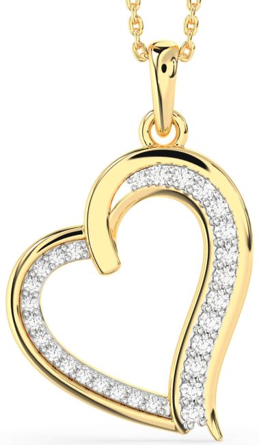 Diamond Gold Silver Heart Necklace