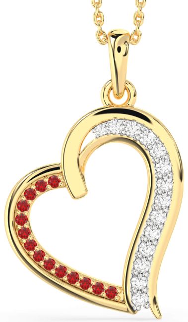 Diamond & Ruby Gold Heart Necklace