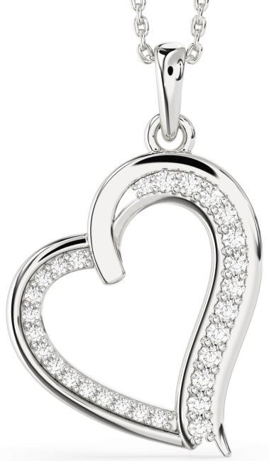 Diamond Silver Heart Necklace