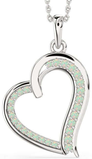 Opal Silver Heart Necklace