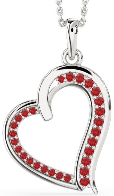 Ruby Silver Heart Necklace