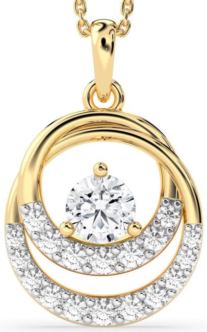 Diamond Gold Silver Circle Necklace