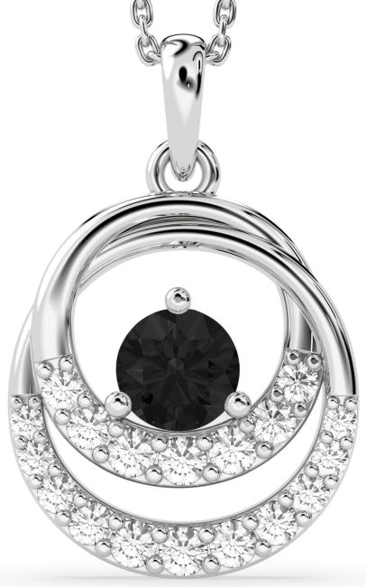 Black Diamond Silver Circle Necklace