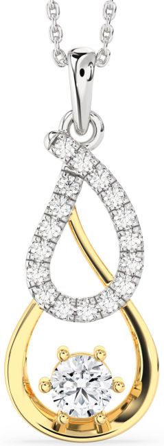 Large Diamond Silver & 10K gold Teardrop Infinity Necklace