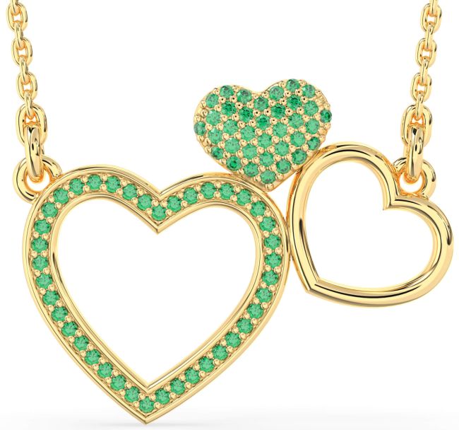 Large Emerald Gold Heart Necklace