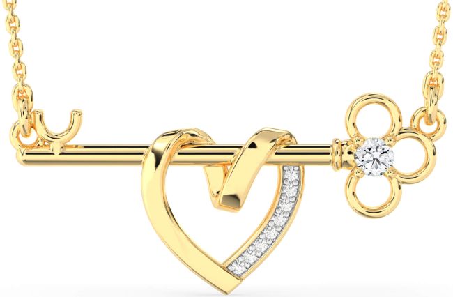 Large Diamond Gold Heart Necklace