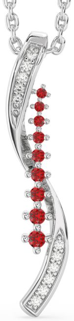 Diamond Ruby Platinum Round Necklace