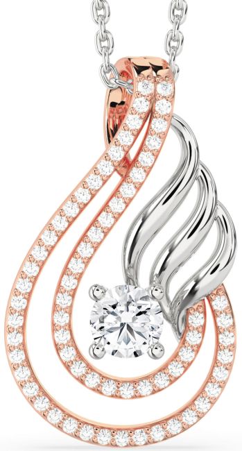 Diamond Rose Gold Silver Teardrop Necklace