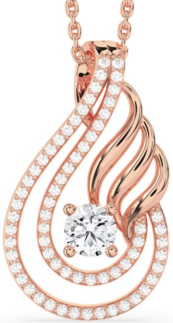 Diamond Rose Gold Silver Teardrop Necklace