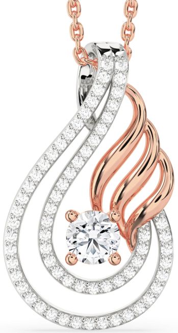 Diamond Platinum & Rose Gold Teardrop Necklace