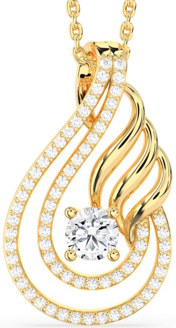 Diamond Gold Silver Teardrop Necklace