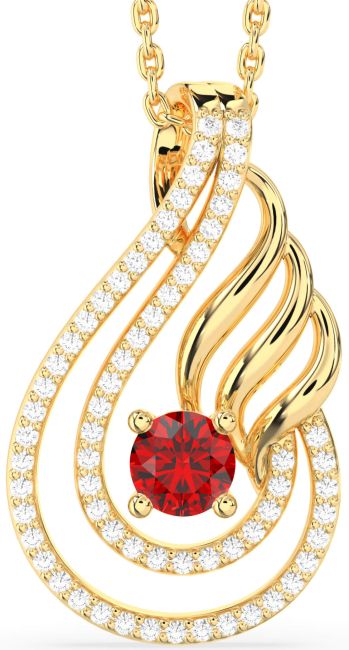 Diamond Ruby Gold Teardrop Necklace