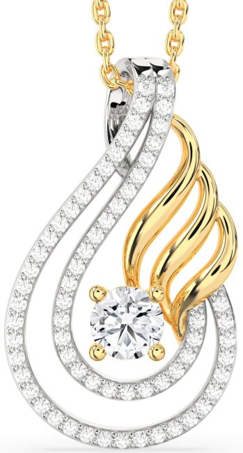 Diamond White Yellow Gold Teardrop Necklace