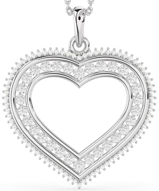 Large Diamond White Gold Heart Necklace