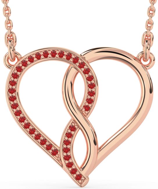 Ruby Rose Gold Heart Infinity Necklace