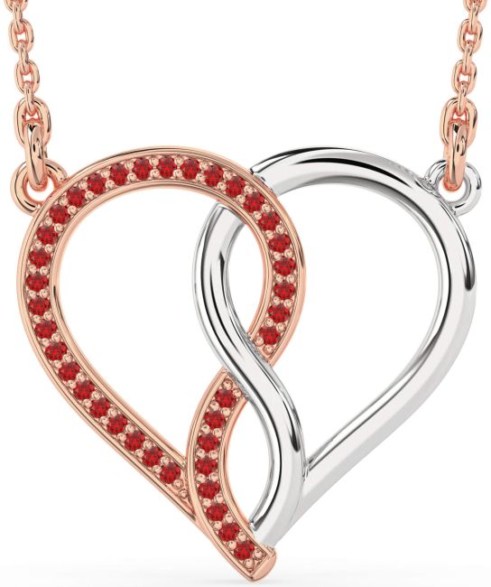 Ruby Rose Gold Silver Heart Infinity Necklace