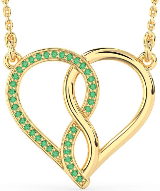 Emerald Gold Heart Infinity Necklace