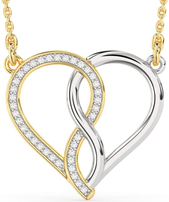 Diamond Platinum & Yellow Gold Heart Infinity Necklace