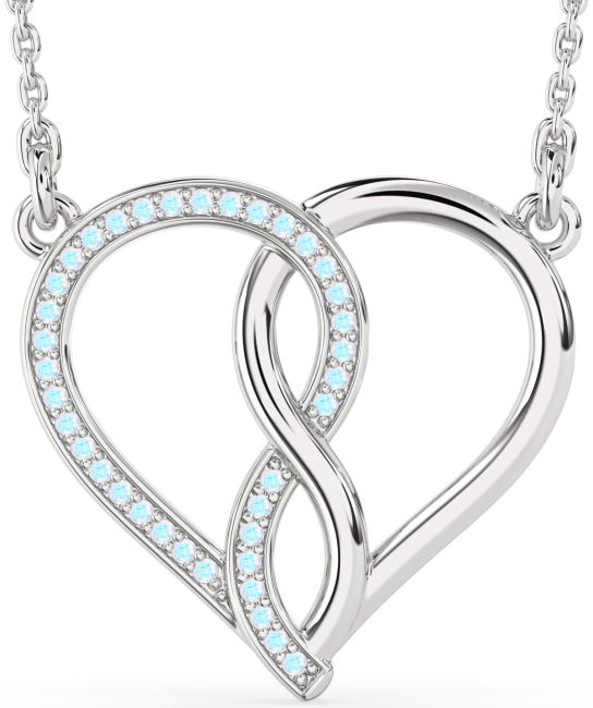 Moonstone Silver Heart Infinity Necklace