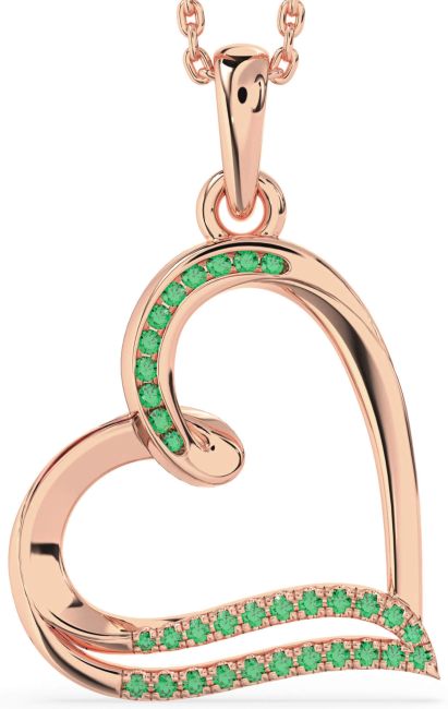 Emerald Rose Gold Heart Necklace