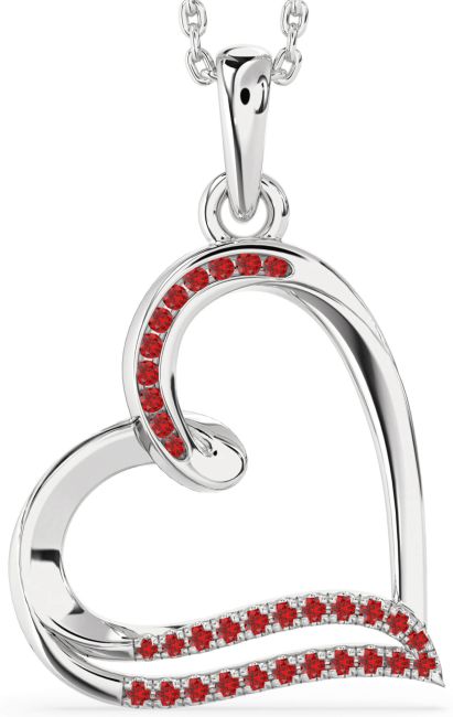 Ruby Platinum Heart Necklace