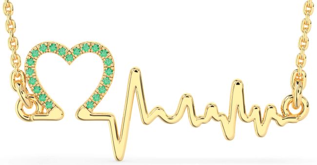 Large Emerald Gold Heart Necklace