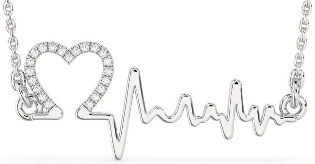 Large Diamond Silver Heart Necklace