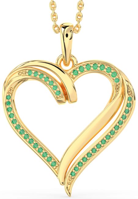 Large Emerald Gold Heart Necklace