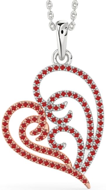 Ruby Silver & 10K Rose Gold Heart Necklace