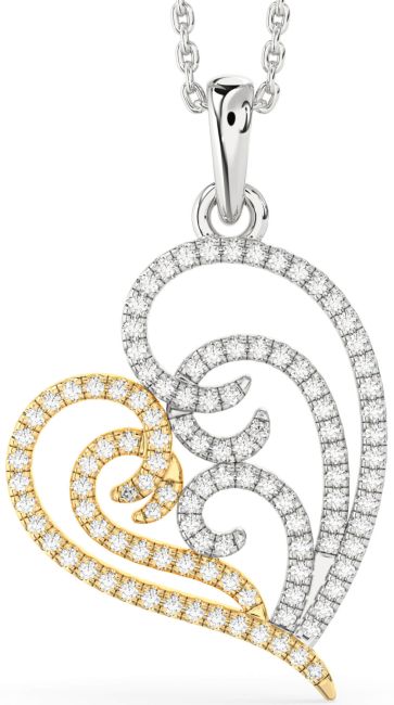 Diamond White Yellow Gold Heart Necklace