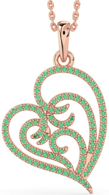 Emerald Rose Gold Heart Necklace