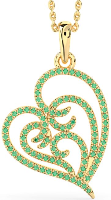 Emerald Gold Heart Necklace
