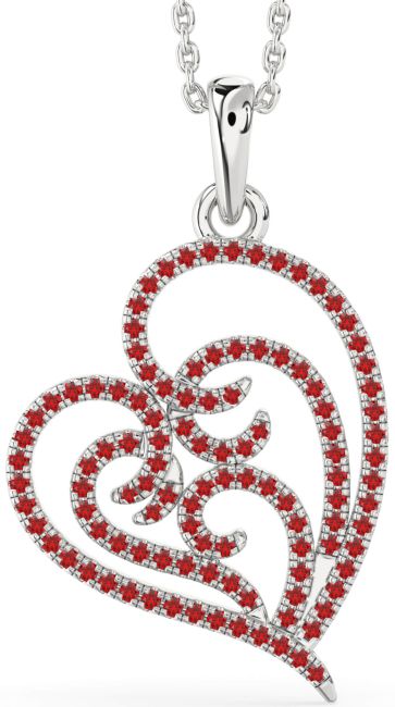 Ruby Platinum Heart Necklace