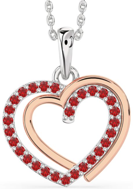 Ruby Silver & 10K Rose Gold Heart Necklace