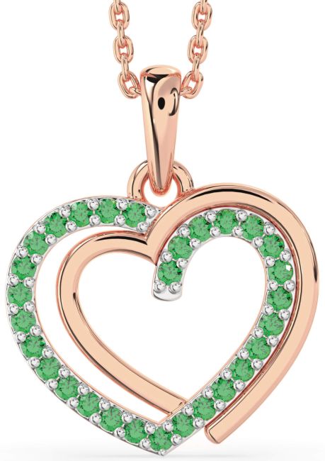Emerald Rose Gold Heart Necklace