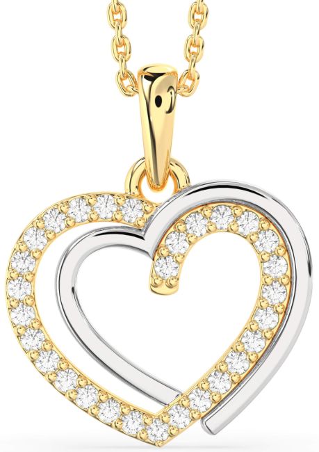 Diamond White Yellow Gold Heart Necklace