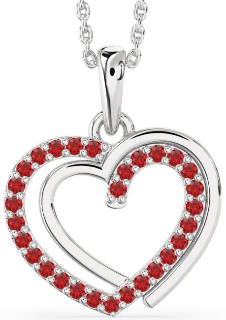 Ruby Platinum Heart Necklace